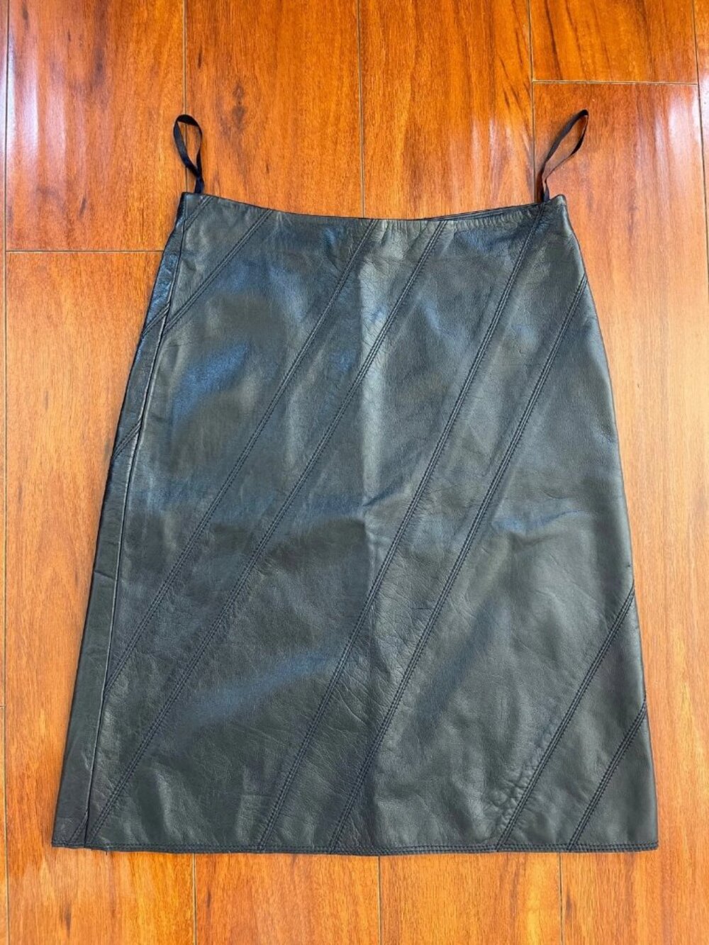 DKNY 1990's A-Line Leather Skirt